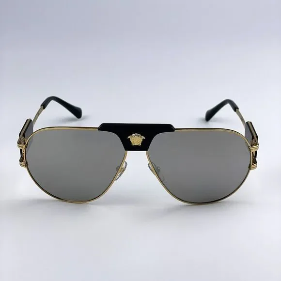 Versace VE2252 10026G Sunglasses Gold Mirror Grey Metal Pilot Men - Picture 3 of 9